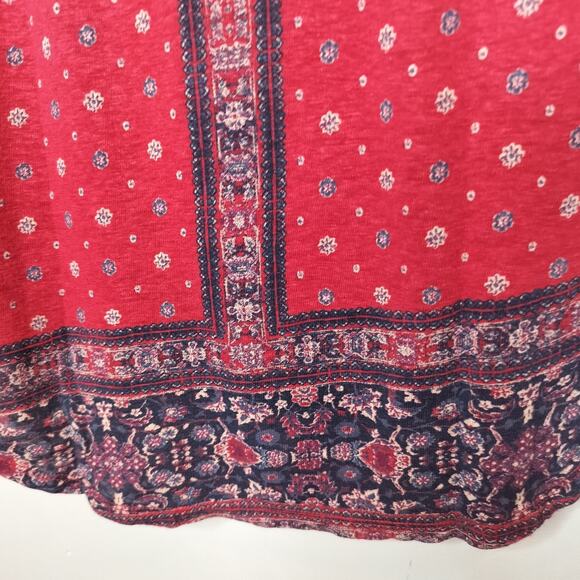 Lucky Brand Tee Shirt Boho Floral Linen Blend - Picture 8 of 10